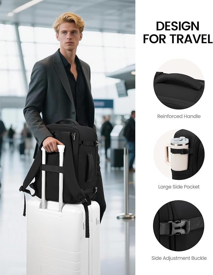 LOVEVOOK Travel Backpack for Women Men with Garment Bag, 40L Carry on Backpack as TSA Personal Item Flight Approved, Luggage Daypack Fits 17.3" Laptop, Overnight Business Weekender Travel Essential - Image 5