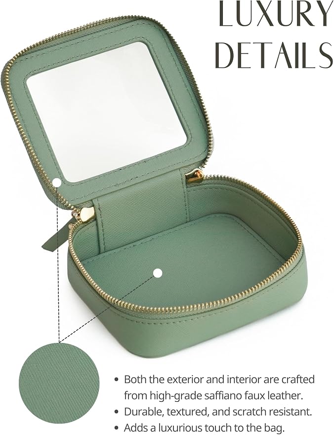 Popvibe Clear Makeup Case Toiletry Bag Travel Medium Clear Cosmetic Bag with Zipper, Make Up Bag Organizer Traveling TSA Approved Transparent Bag Car for Essentials, Mini & Medium, Sage Green - Image 4