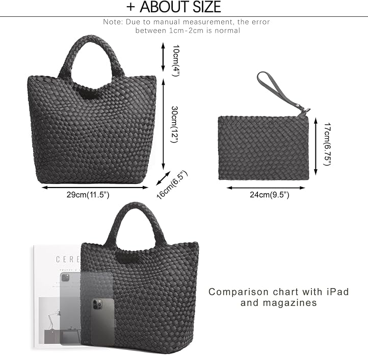 JINMANXUE Woven Hobo Bag For Women Neoprene Tote Bag Large Capacity Handbag Patchwork Handmade Casual Shoulder Bags - Image 4