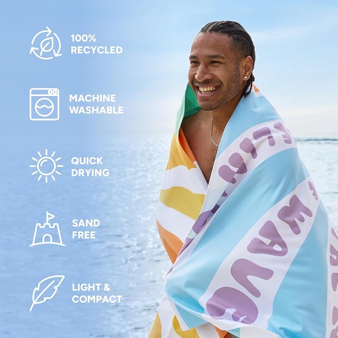 Dock & Bay Beach Towel - Quick Dry, Sand Free - Compact, Lightweight - 100% Recycled - Includes Bag - Vitamin Sea - Large (160x90cm, 63x35) - Image 2