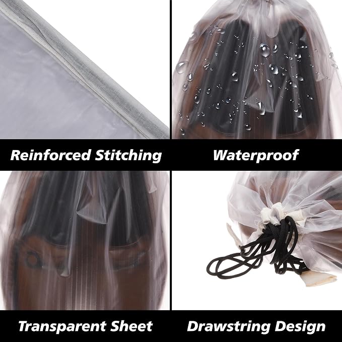 Kuber Industries Shoe Cover | Travel Shoe Storage Bags | PVC Storage Bags | Drawstring Shoe Cover | Transparent Shoe Storage Organizer | Lining-Design | Pack of 12 | White - Image 4