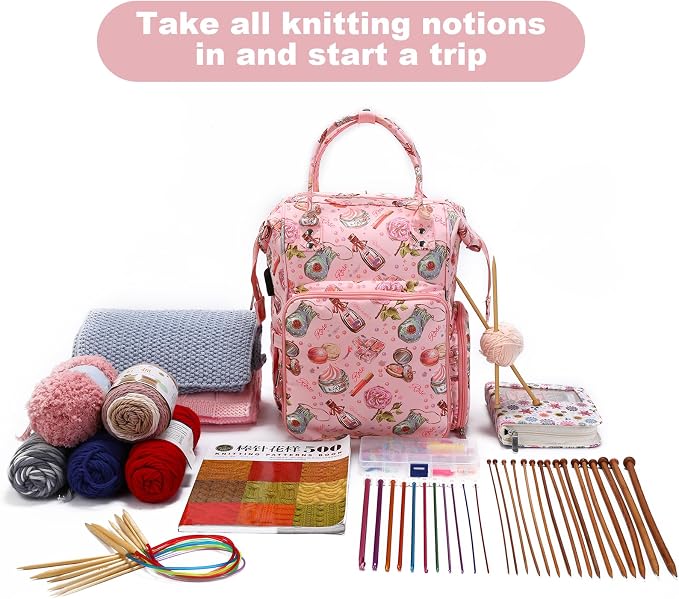 crochet bag,knitting bagBackpack and Tote Bag Storage Bag ，Large capacityYarn Storage Organizer Travel Crochet Bag Women Carrying Crochet Accessories Knitting Needles Crochet - Image 6