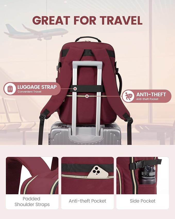 LOVEVOOK 40L Travel Backpack Flight Approved Carry on Backpack,3 Packing Cubes,Waterproof Personal Item Travel Bag,TSA Carry on Luggage Suitcase Travel Essentials,Gifts for Women & Men,fits 17" Laptop - Image 6