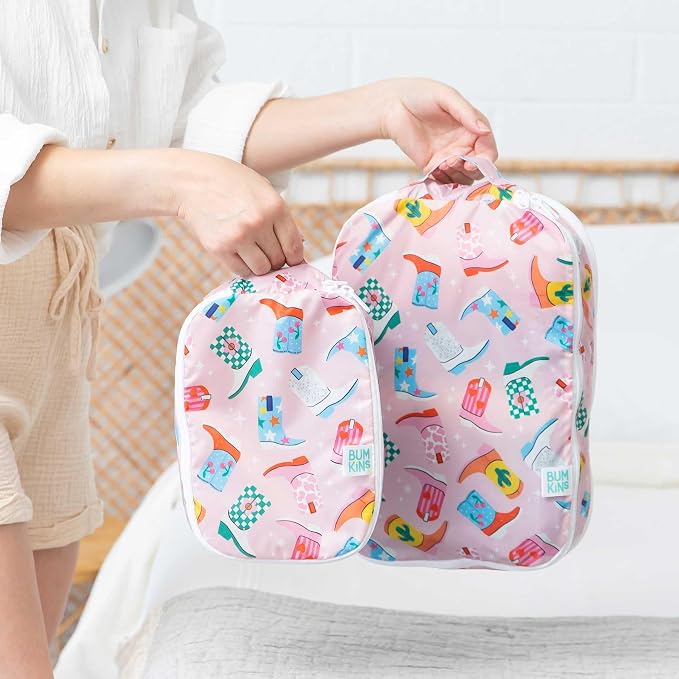 Bumkins Packing Cubes and TSA Approved Pouches for Travel Bag, Organize Luggage with Compression Bags, Essential Traveling Accessories to Pack Clothes, Toiletries Carry On Suitcase, 5-pc Cowgirl Boots - Image 7