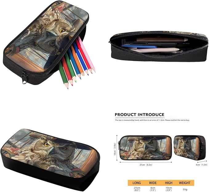 17 Inch Animal Print School Backpack And Lunch Box Set for Kids Lightweight Funny Owl Backpack for Boys Girls Sturdy School Bag with Insulated Lunchbox Pencil Case Student Bookbag - Image 6