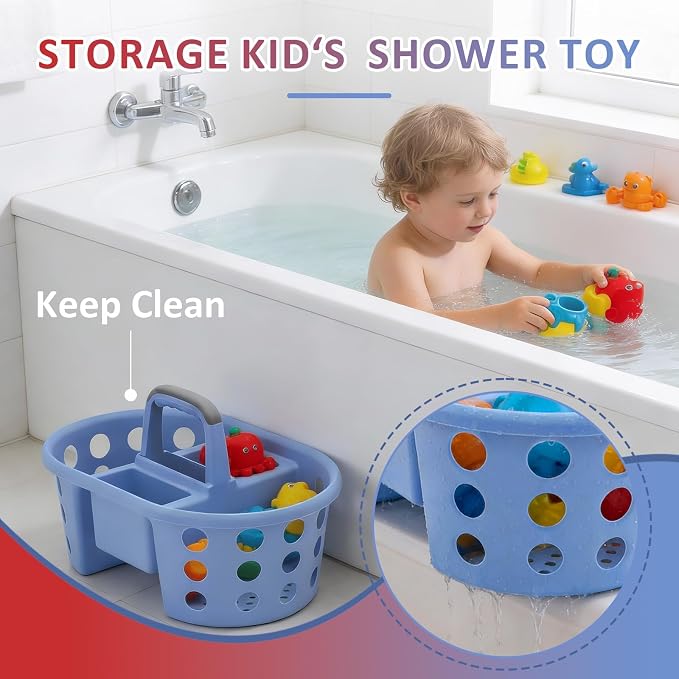 SIMPLYKLEEN Large Shower Caddy Portable 2PC - Made in USA Plastic Jumbo Size Dorm Storage Candy Tote with Handle Shower Organizer for Bathroom, Pantry, Kitchen, College Dorm, Red/Periwinkle - Image 8