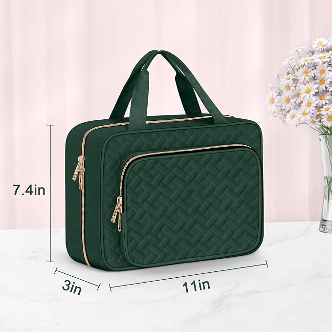 Wedama Toiletry Bag for Women, Medium Cosmetic Travel Bag, Hanging Toiletry Bag for Bathroom, Thickened PVC Waterproof Makeup Bag, Toiletries Bag for Travel Business Trips and Camping, Dark Green - Image 5