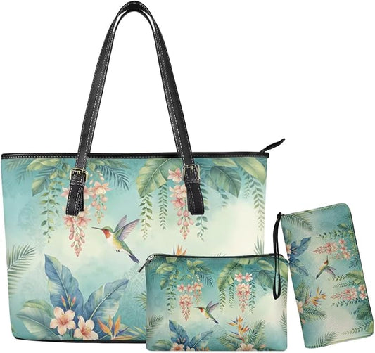 Women Purse Handbags Wallet Sets Leather Shoulder Tote Bag for Women,Top Handle Purse with Wrist Wallet Bag by Unknown