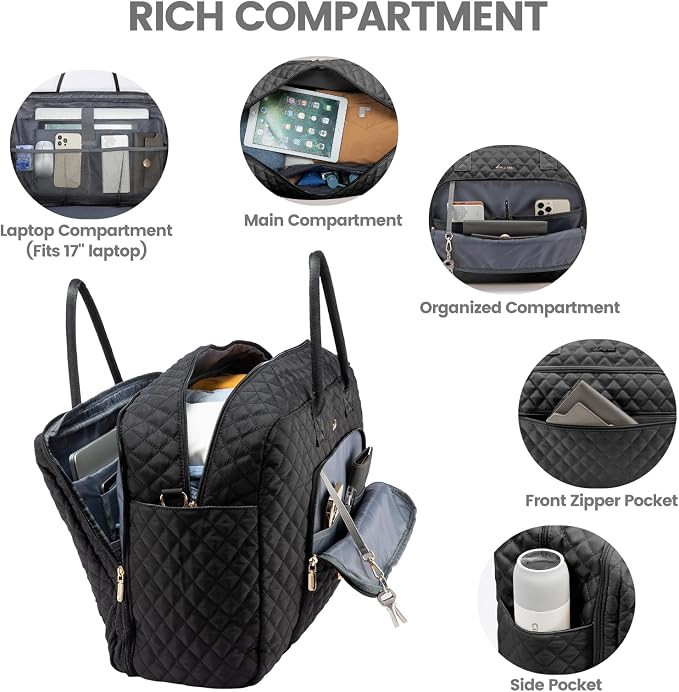 LOVEVOOK Travel Duffle Bag - Women's Weekender Carry On Overnight Laptop & Gym Bag With Toiletry/Shoe Pocket, Hospital Labor Bag - Image 2