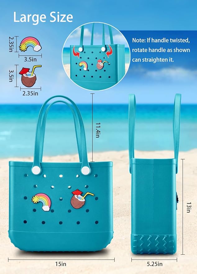 Baonat Beach Bag Rubber Tote Bag - Waterproof Travel Bag for Women Washable Tote Bag Handbag for Sports Beach Market Pool - Image 3