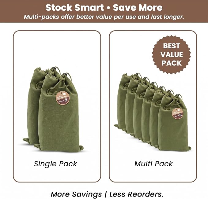 LFH Cotton Rich Shoe Storage Bags with Drawstring, Breathable Dustproof Reusable Shoe Organizer for Travel, Gym, Dorm, Hotel, Machine Washable Easy Carry 8"x17" (Pack of 4), Military Green - Image 9