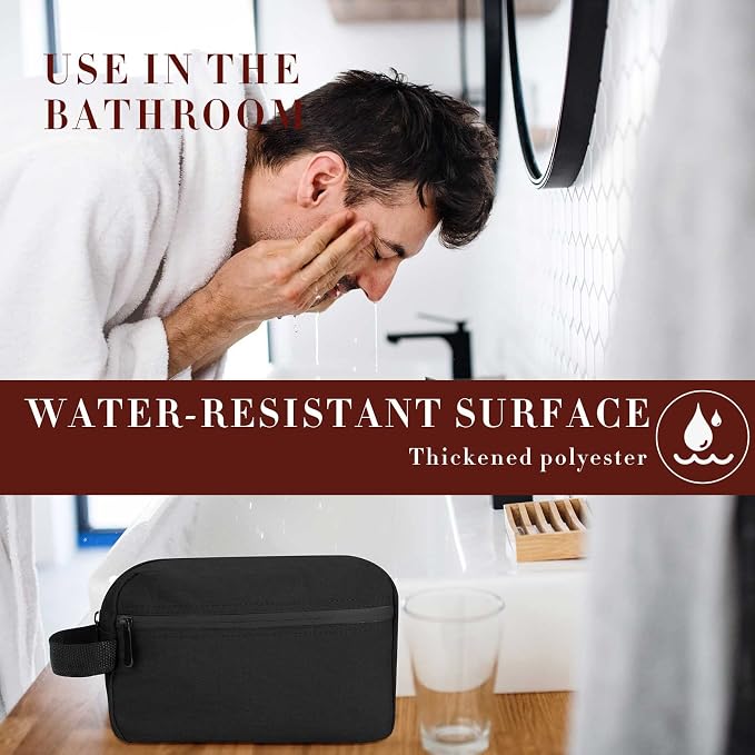 Hillban 9 Pcs Portable Toiletry Bag for Men Water Resistant Shaving Bag Foldable Cosmetic Bag Travel Bag for Toiletries Hanging Storage Shower Bag wedding groomsmen gifts(Black) - Image 4