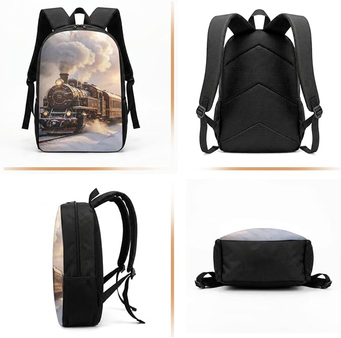 Steam Train Backpack with Lunch Box Kids Girls 6-8/8-10 Retro Bookbag for 2nd Grade Elementary School Back Pack and Lunchbox 4 in 1 Primary Schoolbag Set - Image 2