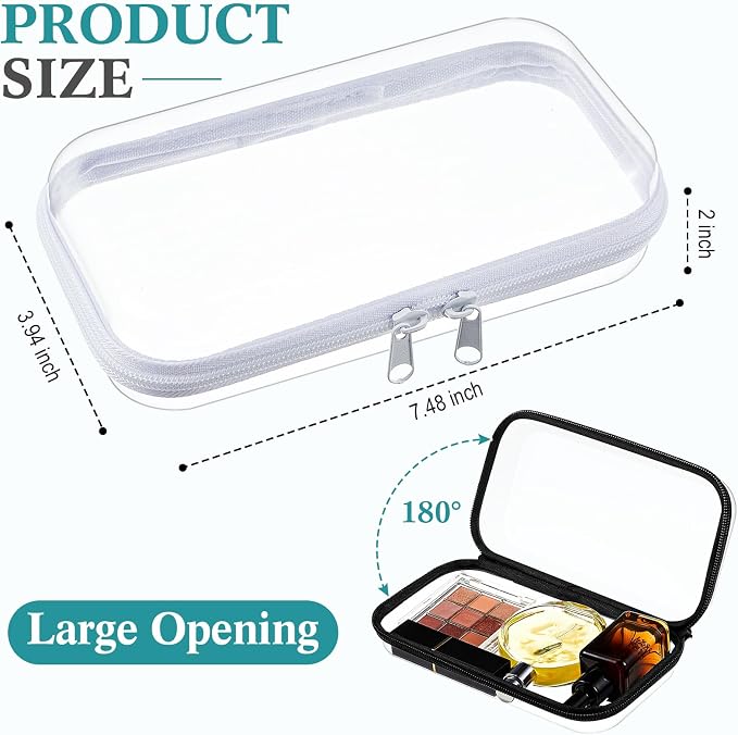 Hoolerry 4 Pcs Hard Clear Zipper Case Makeup Bags Plastic Zipper Pouch Transparent Storage Box Containers for Cosmetics, Snacks, Building Blocks, Puzzles(Clear,7.5 x 3.9 x 2 in,Black and White) - Image 2