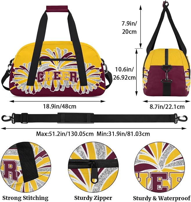Cheerleading Dance Bag for Women Cheer Team Sport Gym Makeup Cosmetic Bag 2 Pcs Set - Image 4