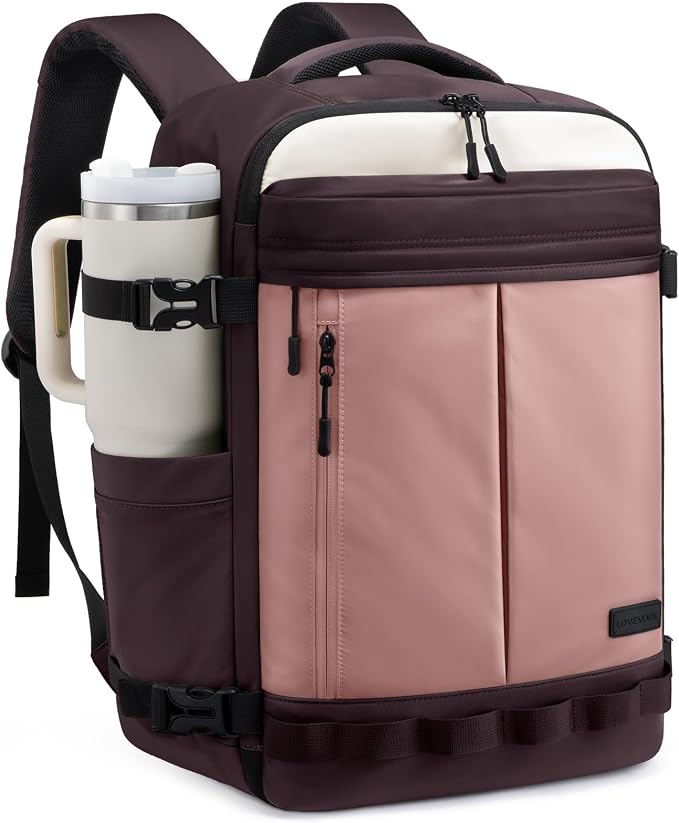 LOVEVOOK 50L Travel Backpack for Women Men, Airline Approved Carry On Luggage with 3 Cubes Accessories, TSA Personal Item Travel Cruise Essentials, Waterproof Weekender Overnight Bags fits 17" Laptop by LOVEVOOK