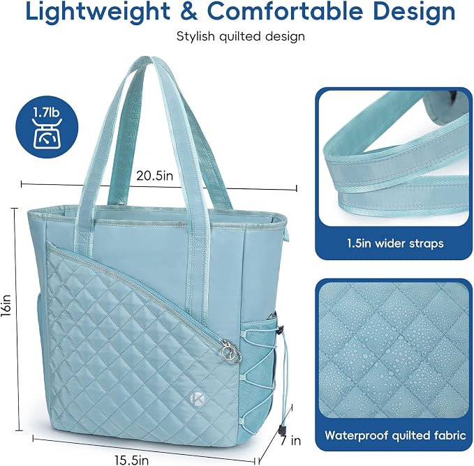 KAVIGOR Pickleball Tote Bag for Women with Fence Hook, Quilted Pickleball Bag Holds 3-4 Paddles with Shoe Compartment - Image 7