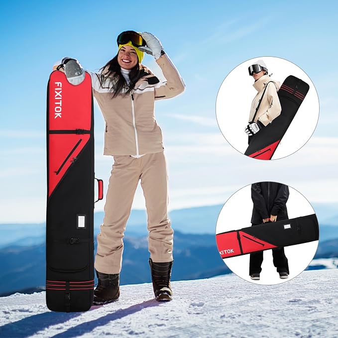 FIXITOK Snowboard & Ski Bag for Air Travel, Waterproof Full Padded Snowboard Bag Fit Board, Boots, Clothes, Helmet and Gear, Adjustable Length Ski Bag(157CM-181CM) - Image 7