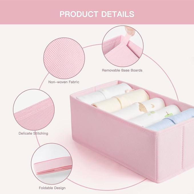 Criusia Drawer Organizer Clothes, 21 Pack Dresser Organizer for Baby Clothes, Underwear, Sock - Foldable Closet Organization and Storage Dividers Bins for Nursery, Bedroom (Pink) - Image 5