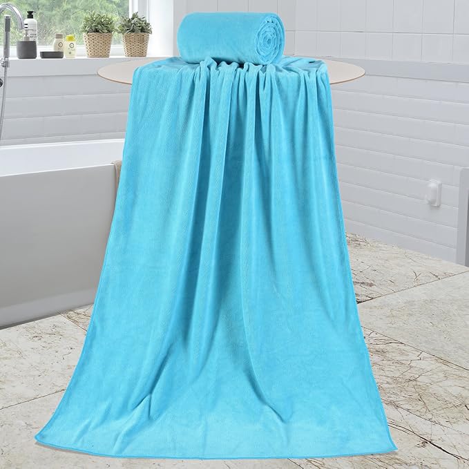 JML Large Microfiber Bath Towels Set, 2 Pack 30" x 60" - Soft, Absorbent, Quick-Drying, Bathrooom Towel with Hanging Loop for Hair Wrap, Sauna,Fitness, Sport, Yoga, Aquamarine - Image 8