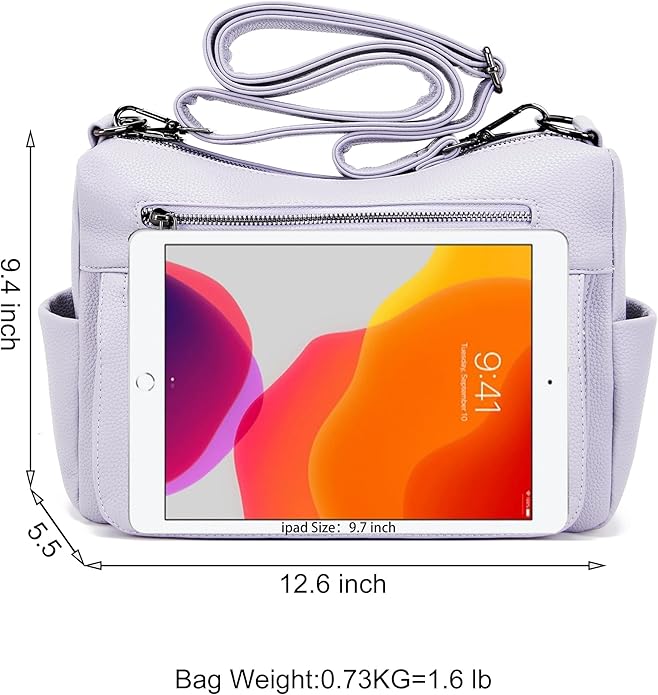 YZAOLL Large Crossbody Shoulder Bag for Women Vegan Leather Tote with Adjustable Wide Strap Work Purse with 10 Pockets