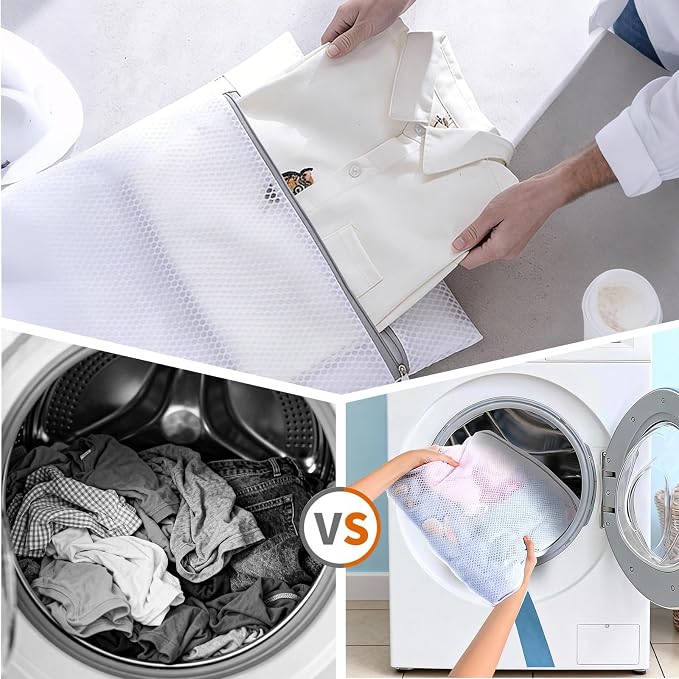 3 Pcs Mesh Laundry Bags with Zipper, Reusable Laundry Bags for Delicates in Different Sizes, Durable Washing Machine Wash Bag for Clothes, Socks, Underwear, Bra, Travel Organizer (S+M+L) - Image 4