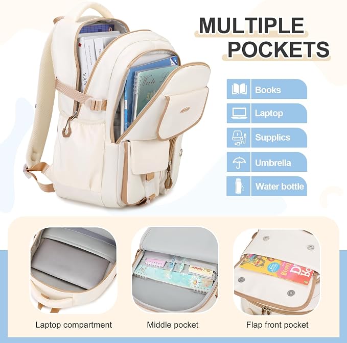 DIGOBAY Backpacks for Girls, 6PCS School Backpack with 43OZ Bento Box Lunch Bag Pencil Pouch for Teen Girls Kids Elementary Primary Middle High College Travel School bag Bookbag Set - Image 3