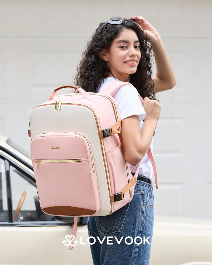 LOVEVOOK Large Travel Backpack for Women & Men, 40L Carry on Backpack for Airplanes, TSA Personal Item Travel Bag fits 17" Laptop, Waterproof Travel Essentials Airline Approved with 3 Packing Cubes - Image 2
