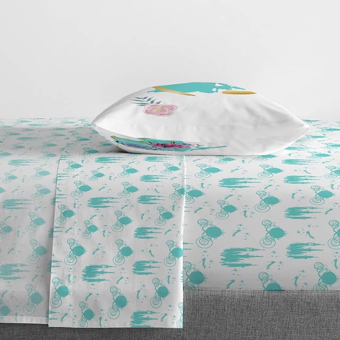 Jay Franco Kids Sheet Set with Fitted, Flat Sheets & Pillow Cover - Ultra-Soft Bedding with Pillowcase for Room Decor, Blue - Princess Cinderella, 3 Piece Twin - Image 6