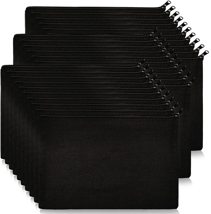 Koolmox Canvas Pouches with Zipper 8x5'', 30 pack Small Canvas Zippered Pouches Plain to Personalize DIY Crafts Vinyl Print Print, for Makeup Cosmetic Purse Pen Pencil Organizing by Koolmox