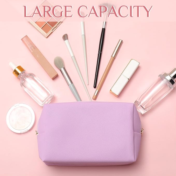 100 Pack Aesthetic Makeup Bags Bulk PU Leather Cosmetic Pouches Waterproof Toiletry Bags Makeup Pouches Bulk for Teen Girls Women Party Gift Travel Storage Back to Teacher Gift (Pink Purple) - Image 5