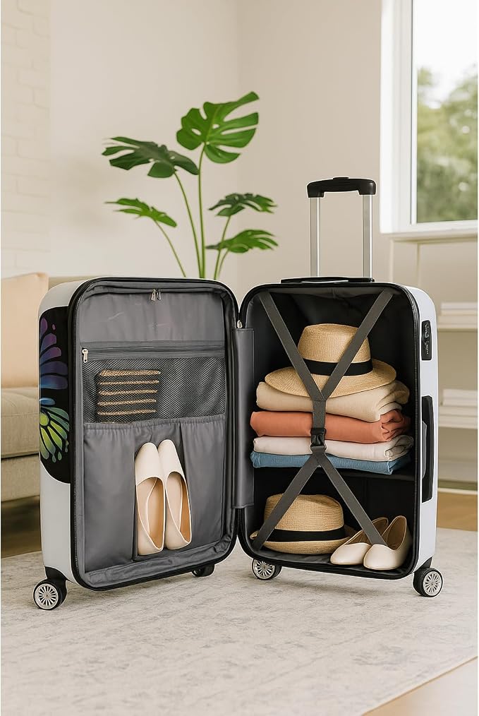 World Traveler Butterfly 24-Inch Polycarbonate Hardside Expandable Spinner Luggage with Enhanced Wheel System - Image 3