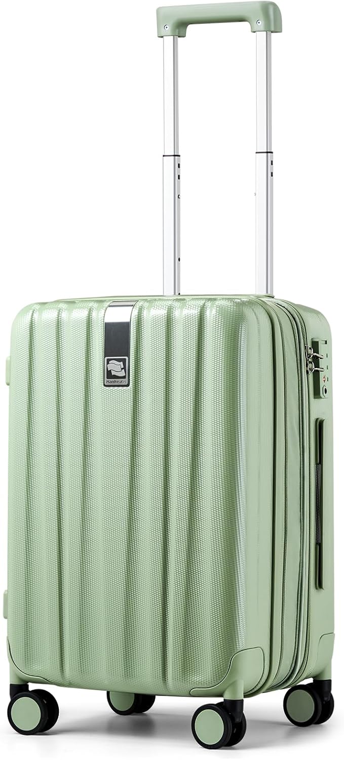 Hanke 20 Inch Expandable Carry on Luggage 22x14x9 Airline Approved Lightweight PC Hard Shell Suitcases with Wheels Travel Luggage Rolling Suitcase Travel Luggage Bag for Weekender(Bamboo Green) by Hanke