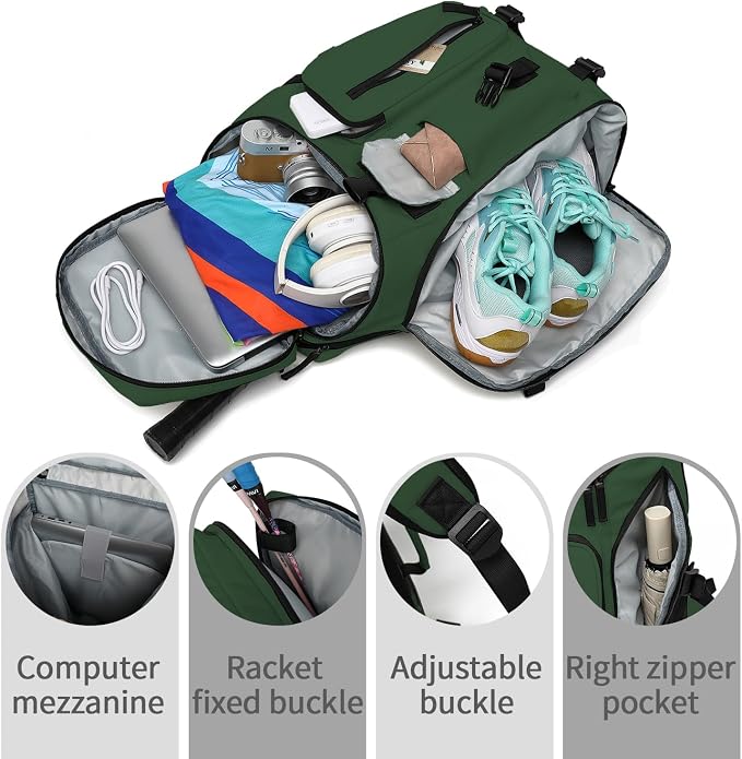 Kalesi Gym Duffle Tennis Bag Backpack 4-Way Waterproof with Shoes Compartment for travel Sport Hiking laptop (Forest green) - Image 9
