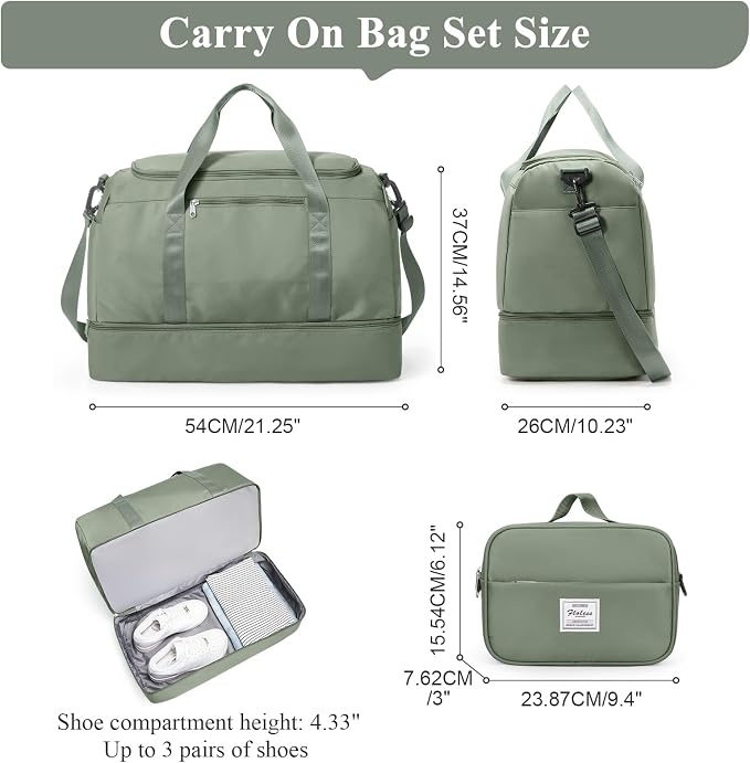 Extra Large Travel Duffel Bag, Carry-On Weekender Bags for Women Travel | Overnight Weekend Bag with Shoes Compartment for Travel Business Trips Sport Hospital, Toiletry Bag Included - Image 4