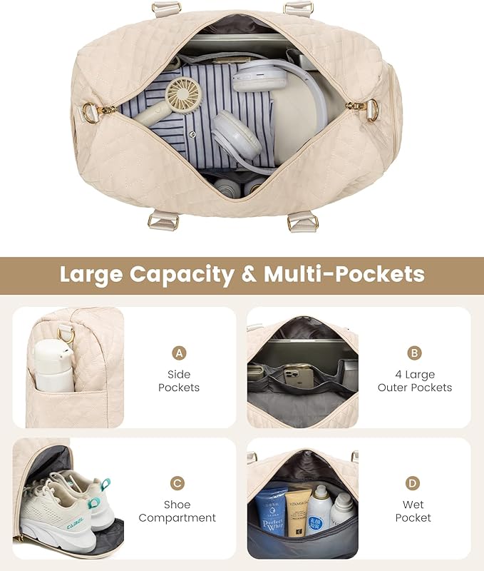 LOVEVOOK Travel Duffle Bag, Weekender Bag for Women with Toiletry Bag, Carry on Overnight Bag with Shoe Compartment, Gym Duffel Bag with Wet Pocket, Mommy Hospital Bags for Labor and Delivery - Image 2