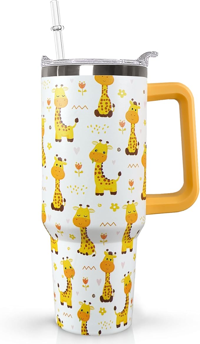 30 Oz Giraffe Tumbler With Handle Coffee Travel Mug Cup Water Bottle,Giraffe Gifts for Women