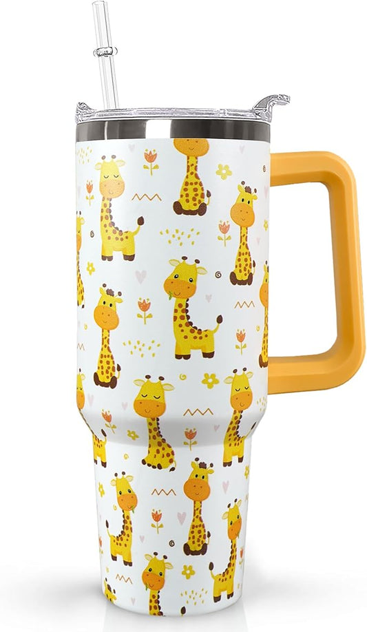 30 Oz Giraffe Tumbler With Handle Coffee Travel Mug Cup Water Bottle,Giraffe Gifts for Women