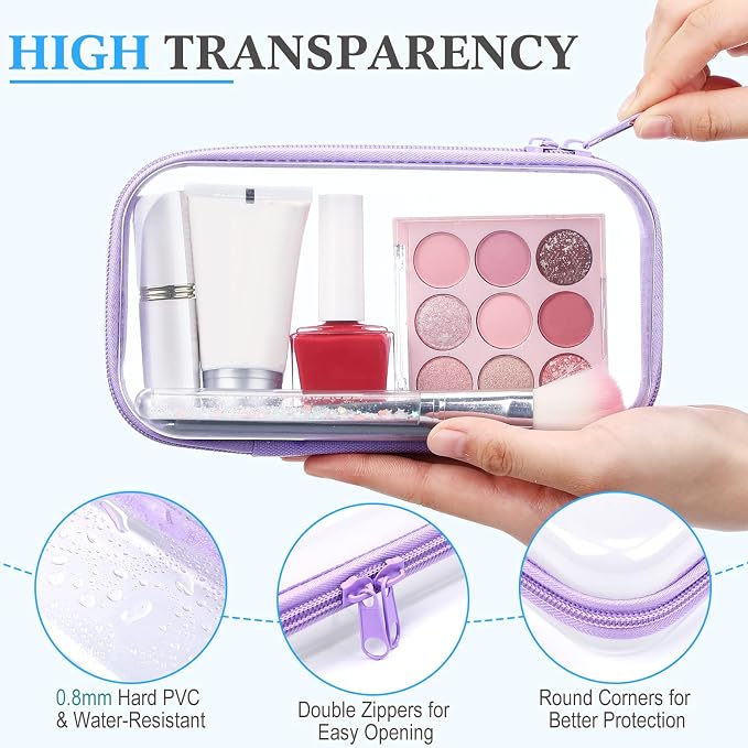 Hoolerry 4 Pcs Hard Clear Zipper Case Makeup Bags Plastic Zipper Pouch Transparent Storage Box Containers for Cosmetics, Snacks, Building Blocks, Puzzles(Clear,7.5 x 3.9 x 2 in,Multicolor) - Image 3