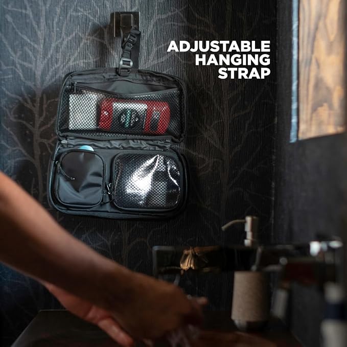 NOMATIC Toiletry Bag - Travel Toiletry Bag For Men and Women - Black, Small | Water-Resistant, Hanging Strap, Internal Organization, Toothbrush Pocket, Travel Essentials, Hygiene bag - Image 9