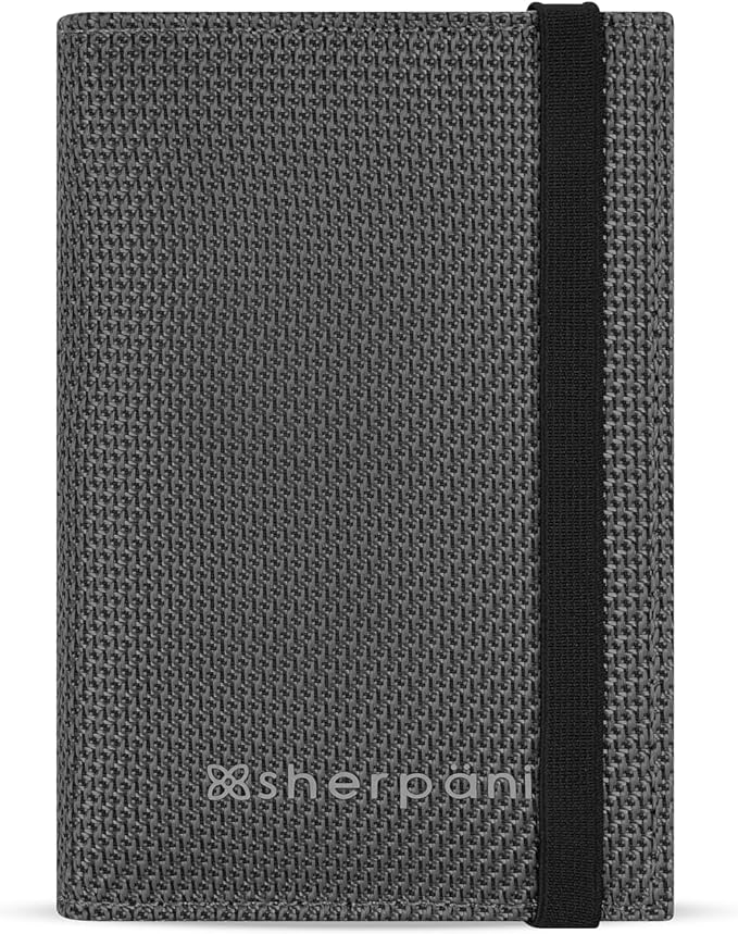 Sherpani Vienna, RFID Blocking Passport Holder, Travel Passport Cover Wallet, Travel Documents Organizer Protector for Women, Travel Gift (Granite Signature) by SHERPANI