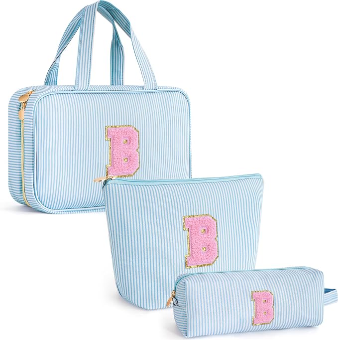 Gifts for Teen Girls Women - Travel Hanging Toiletry Bag & Makeup Bag - Personalized Initial Cosmetic Bag | Birthday Gift for Girl Trendy Stuff - Blue B by Unknown