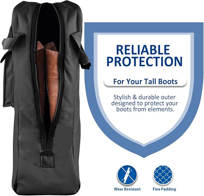 Harrison Howard Tall Boot Carry Bag Protect Rider Boots for Shows Competition Travel Long-lasting Boot Bag Black - Image 3