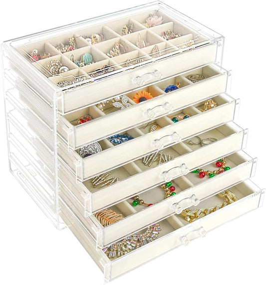 Watpot Acrylic Jewelry Box Organizer and Storage 6 Drawer for Earring Display Tray by Unknown