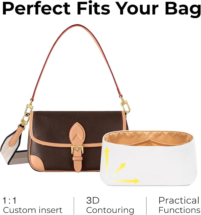 Lightweight Purse Organizer Compatible with LV Diane | Handcrafted DuPont™ Tyvek®,Handbag Organizer Insert,1:1 Custom Fit,Vanile,Designed for Minimalists, Office & Daily Commute - Image 3