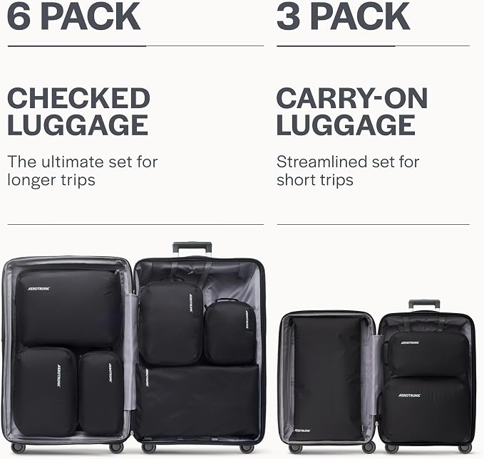 Aerotrunk Ultralight Compression Packing Cubes - Lightweight Travel Organizers for Suitcases and Luggage (3-Pack, Black) - Image 4