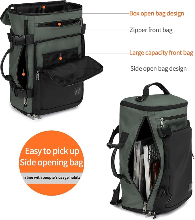 Kalesi Gym Duffle Bag Backpack 4-Way Waterproof with Shoes Compartment for travel Sport Hiking laptop Business-grey - Image 6