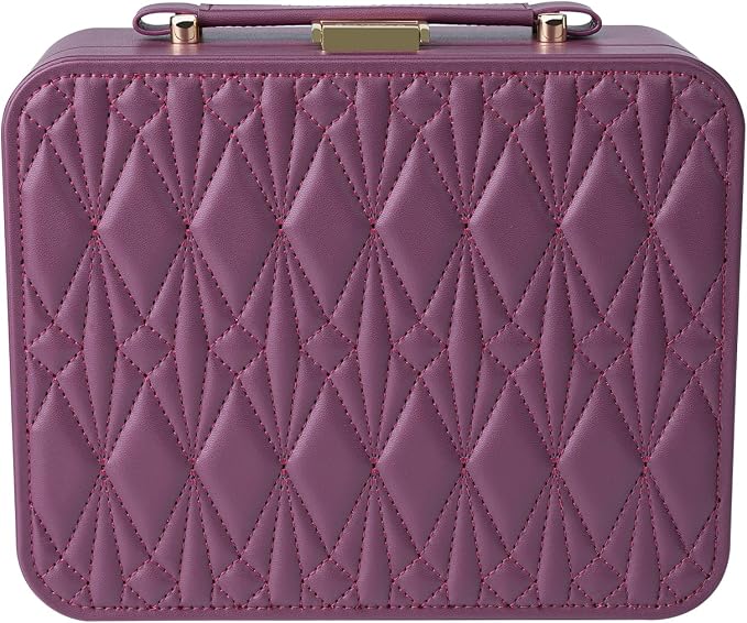 Travel Jewelry Case Organizer, Large Travel Jewelry Organizer, Travel Jewelry Box and Portable Travel Jewelry Case, Burgundy Red by V-LafuyJewelryBox