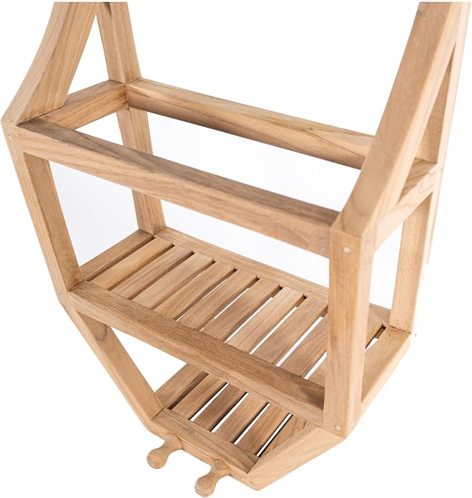 NORDIC STYLE TEAK Wood Natural Hanging Shower Caddy with Storage Shelves, Water Resistant, Easy to Place, Solid Teak Wood, Shower Accessory (Natural Víður) - Image 8