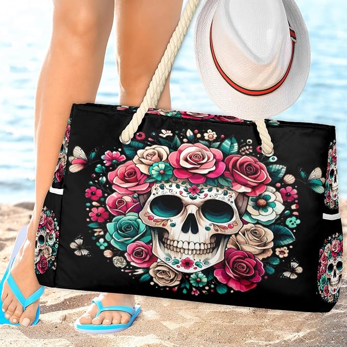 Large Beach Bag with Zipper Beach Bags for Women Water Resistant Swim Pool Bag - Image 2